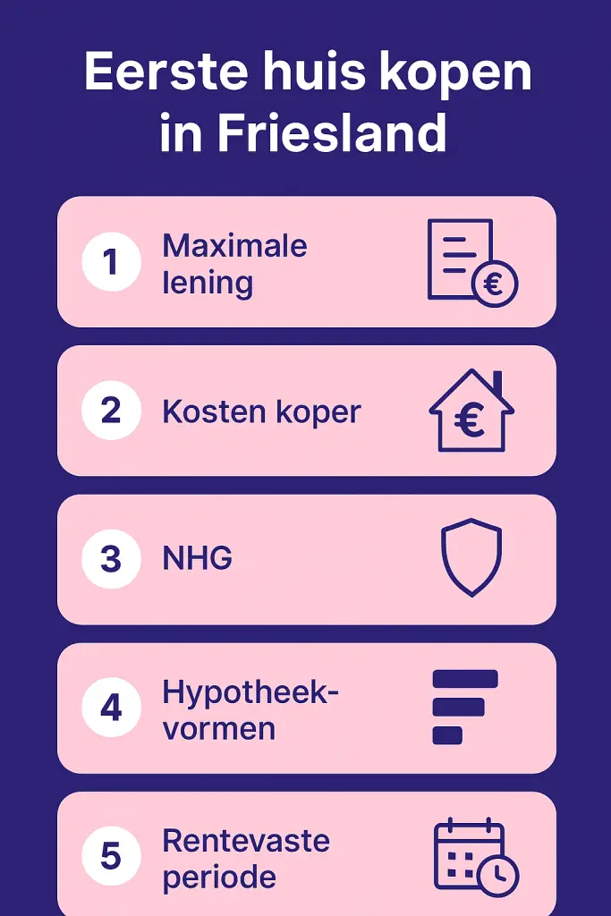 Infographic met tips voor starters bij het kopen van een eerste huis in Friesland