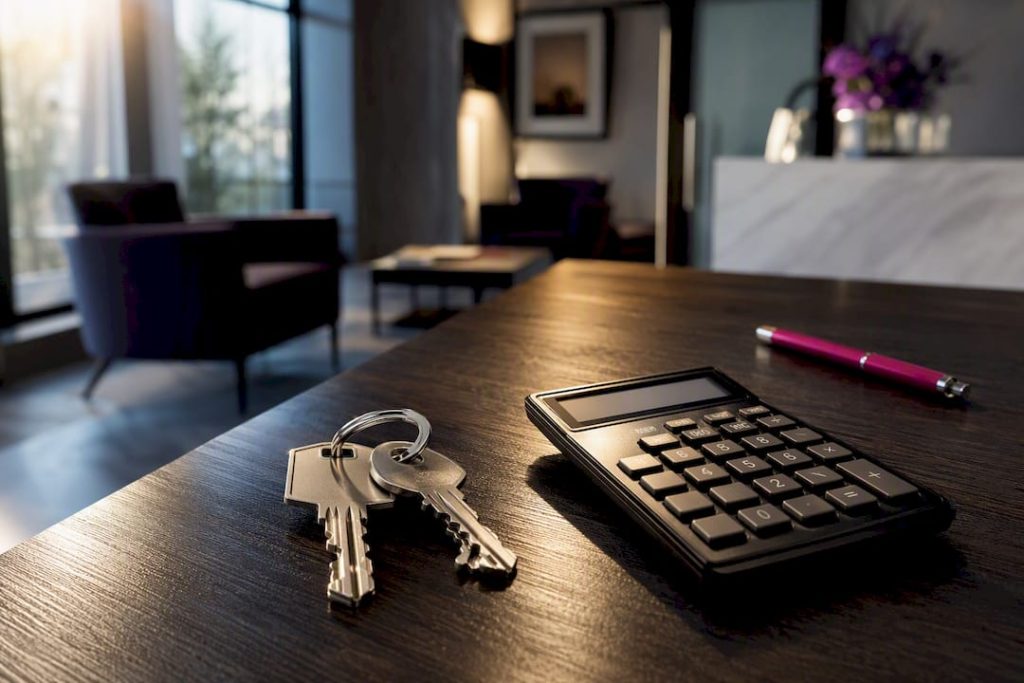 Huissleutels en rekenmachine bij het kopen van een woning