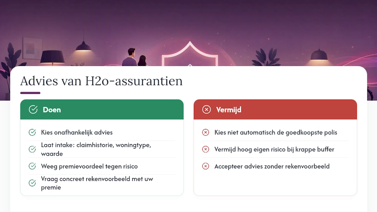 Hoe H2o-assurantien u helpt bij de keuze voor uw eigen risico — overview diagram